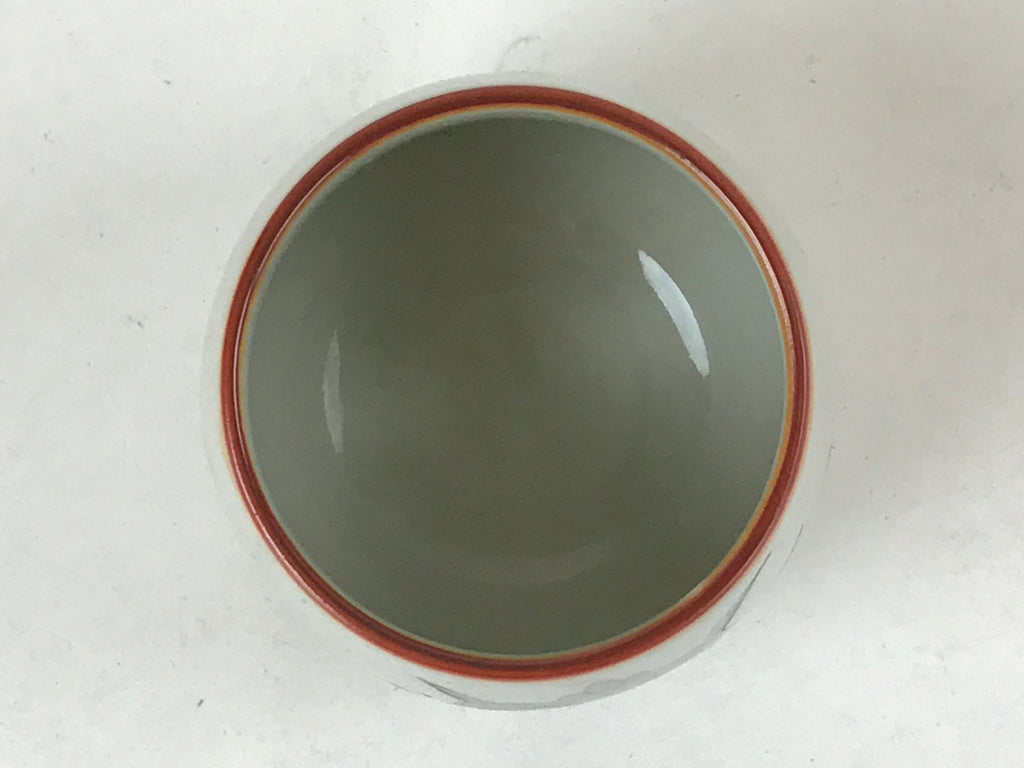 Japanese Ceramic Teacup Vtg Iris Flower Crackle Glaze White Yunomi Sencha TC406