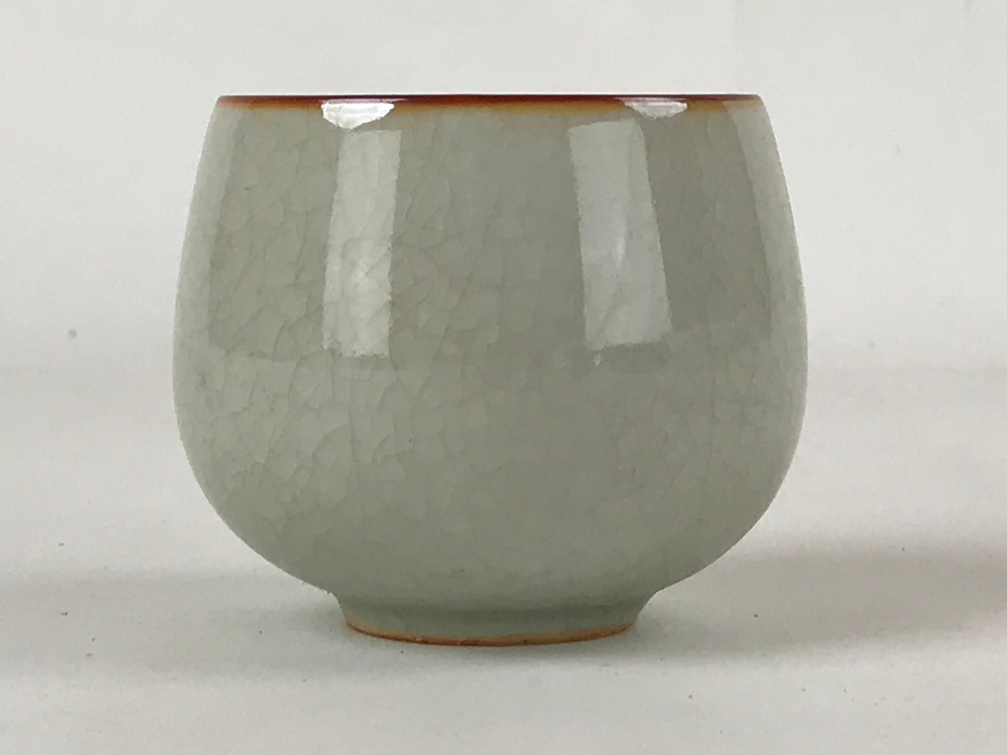 Japanese Ceramic Teacup Vtg Iris Flower Crackle Glaze White Yunomi Sencha TC407
