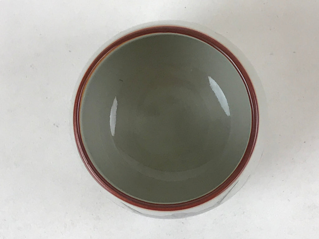 Japanese Ceramic Teacup Vtg Iris Flower Crackle Glaze White Yunomi Sencha TC408
