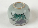 Japanese Ceramic Teacup Vtg Iris Flower Crackle Glaze White Yunomi Sencha TC408
