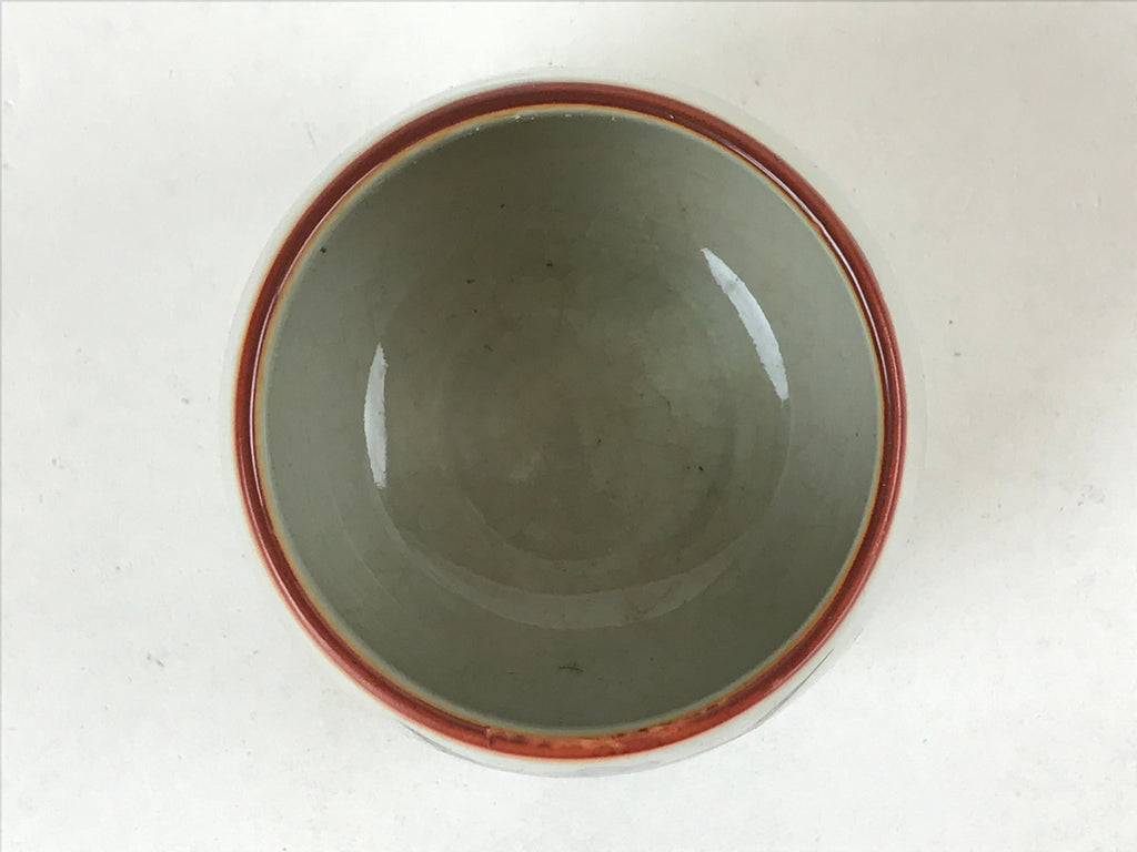 Japanese Ceramic Teacup Vtg Iris Flower Crackle Glaze White Yunomi Sencha TC409