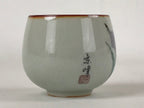 Japanese Ceramic Teacup Vtg Iris Flower Crackle Glaze White Yunomi Sencha TC410