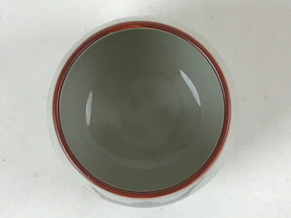 Japanese Ceramic Teacup Vtg Iris Flower Crackle Glaze White Yunomi Sencha TC410