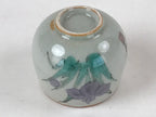 Japanese Ceramic Teacup Vtg Iris Flower Crackle Glaze White Yunomi Sencha TC410