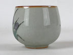 Japanese Ceramic Teacup Vtg Iris Flower Crackle Glaze White Yunomi Sencha TC411