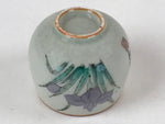 Japanese Ceramic Teacup Vtg Iris Flower Crackle Glaze White Yunomi Sencha TC411