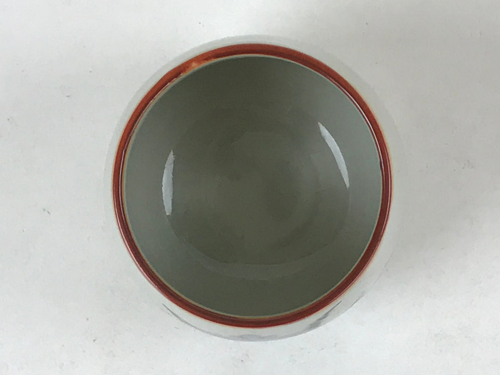 Japanese Ceramic Teacup Vtg Iris Flower Crackle Glaze White Yunomi Sencha TC412