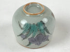 Japanese Ceramic Teacup Vtg Iris Flower Crackle Glaze White Yunomi Sencha TC412