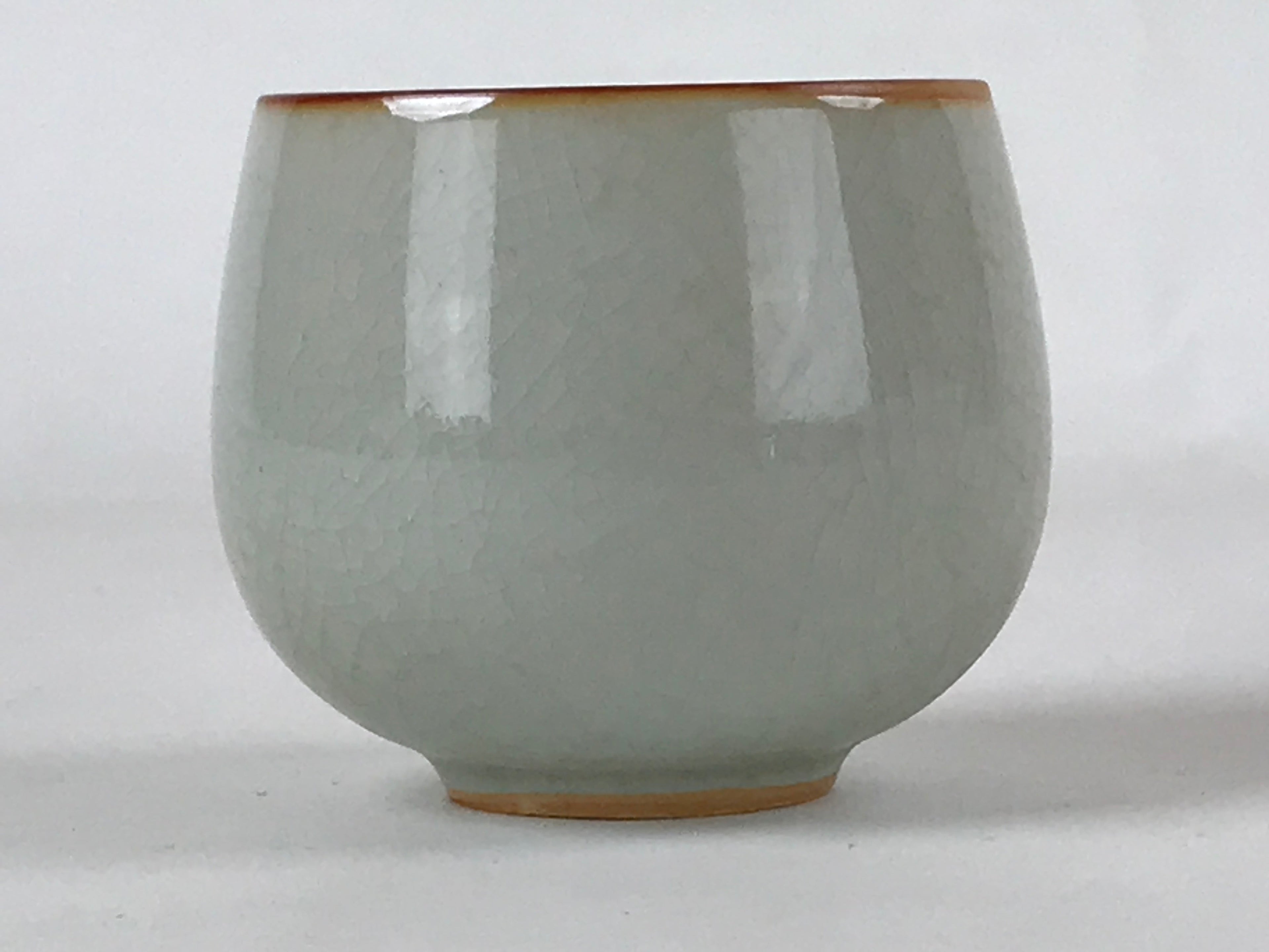 Japanese Ceramic Teacup Vtg Iris Flower Crackle Glaze White Yunomi Sencha TC413