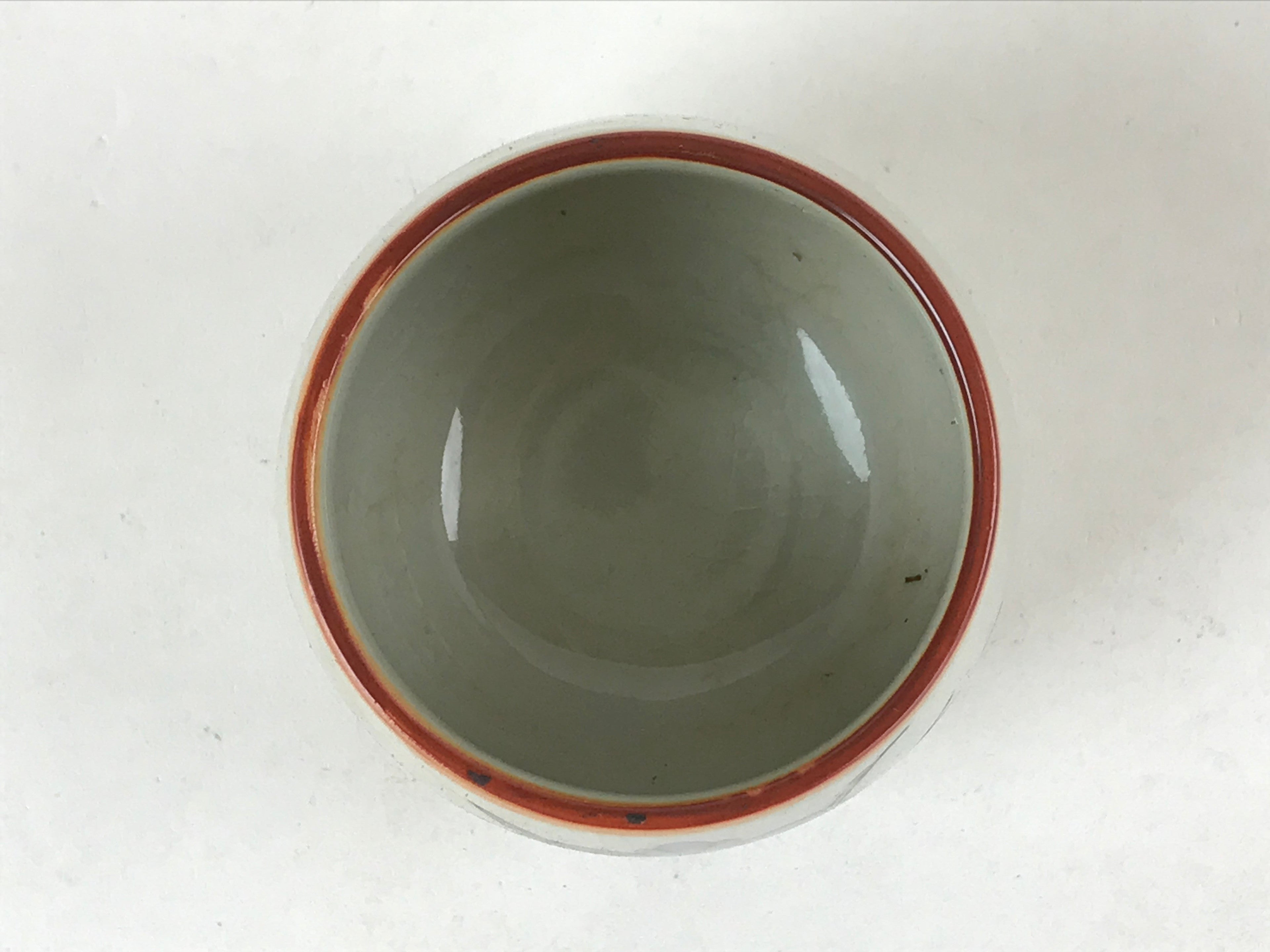 Japanese Ceramic Teacup Vtg Iris Flower Crackle Glaze White Yunomi Sencha TC413