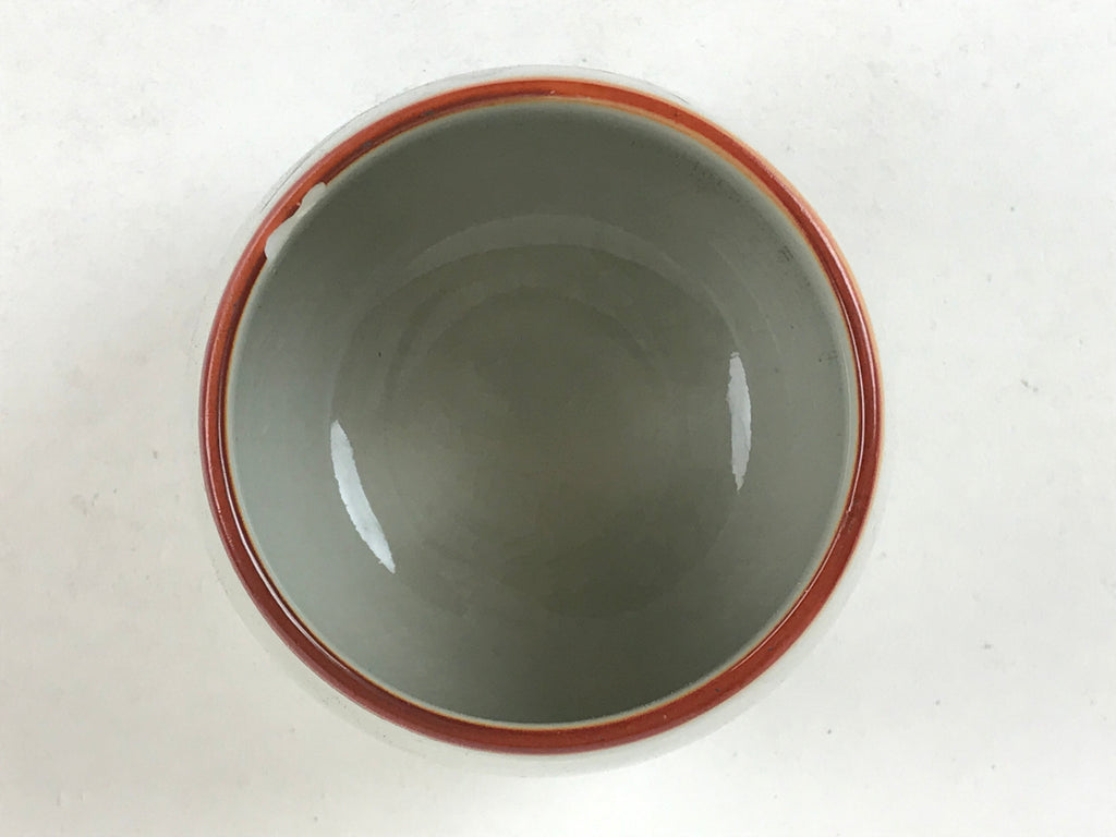 Japanese Ceramic Teacup Vtg Iris Flower Crackle Glaze White Yunomi Sencha TC415
