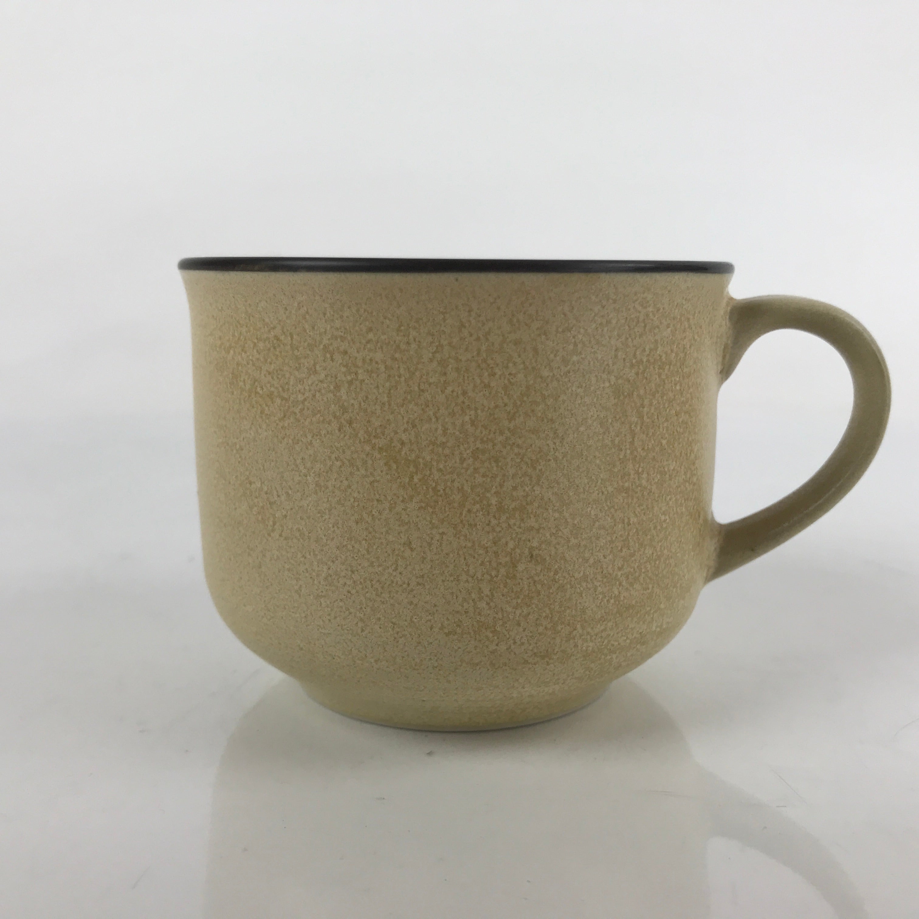 Japanese Ceramic Teacup Vtg Small Mug Sencha Yunomi Matte Yellow Beige TC429