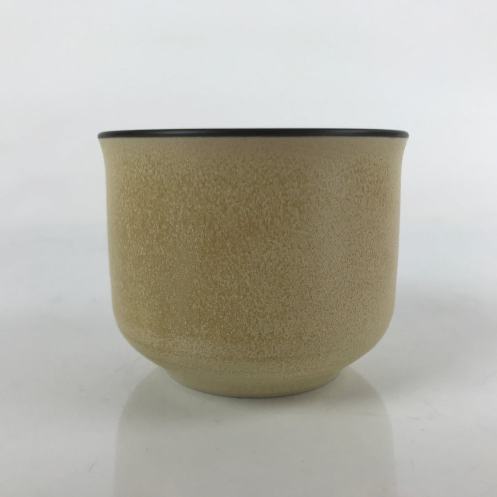 Japanese Ceramic Teacup Vtg Small Mug Sencha Yunomi Matte Yellow Beige TC429