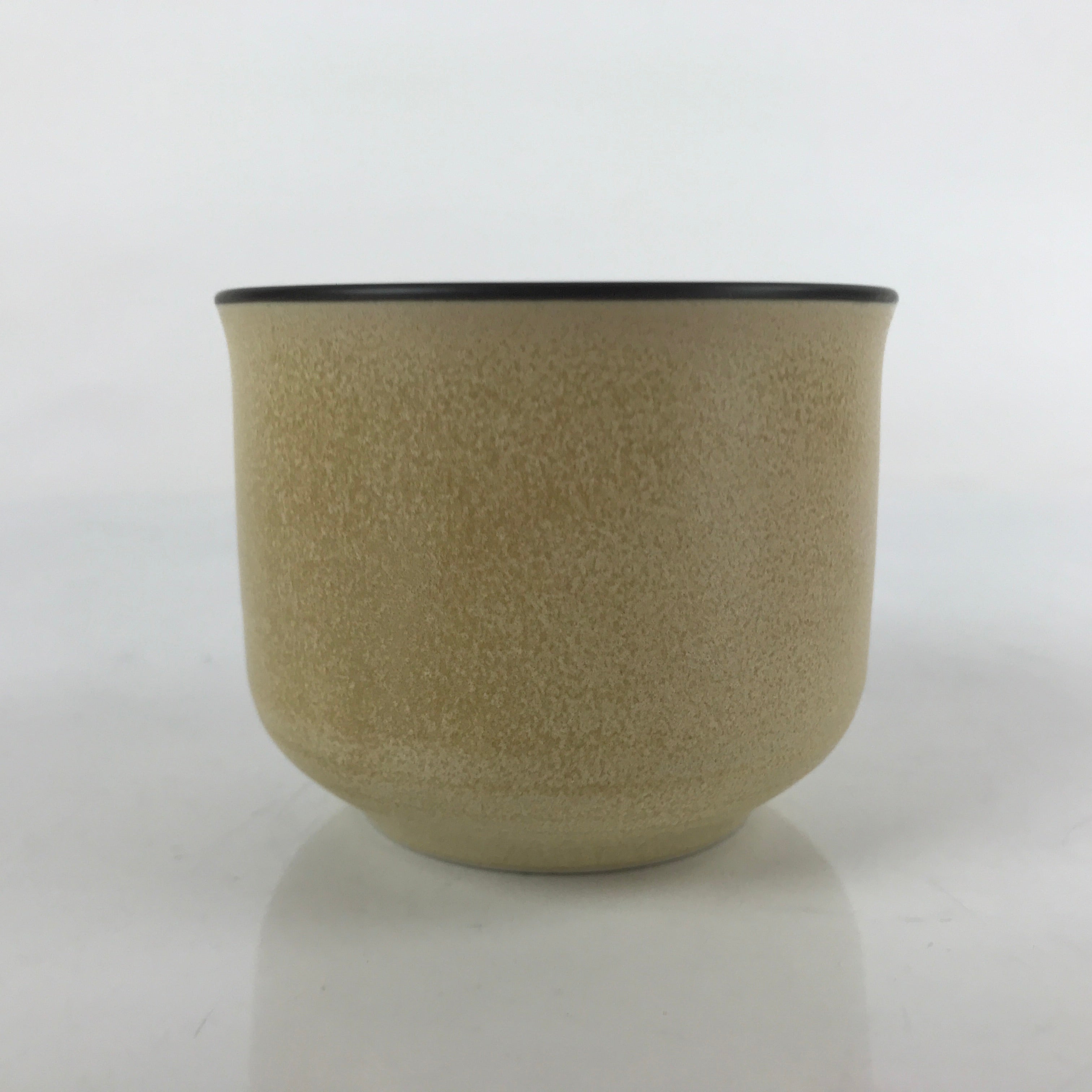 Japanese Ceramic Teacup Vtg Small Mug Sencha Yunomi Matte Yellow Beige TC429