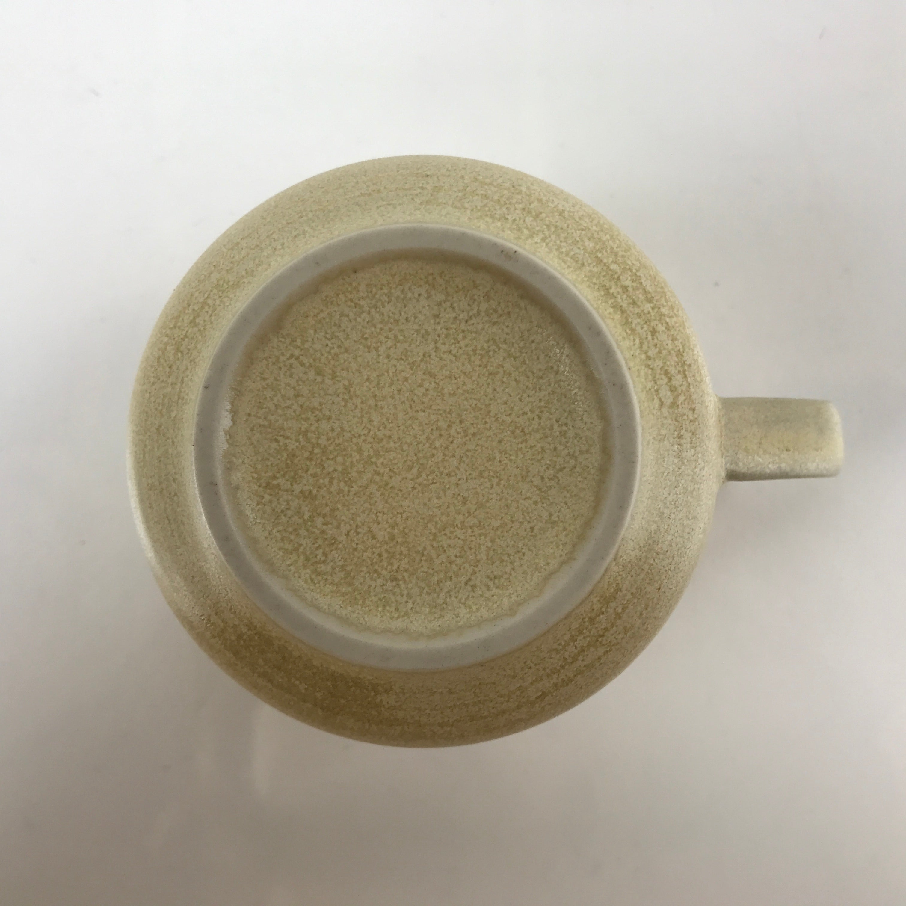 Japanese Ceramic Teacup Vtg Small Mug Sencha Yunomi Matte Yellow Beige TC429