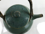 Japanese Ceramic Teapot Kyusu Vtg Bamboo Handle Momoda Hikaru Blue Green Y67