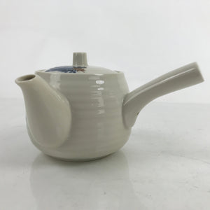 Japanese Ceramic Teapot Kyusu Vtg Kutani Ware Sansui Blue Brown Gray Y171