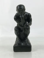Japanese Ceramic The Thinker Art Modeling Statue Vtg Okimono Decor Black ST81