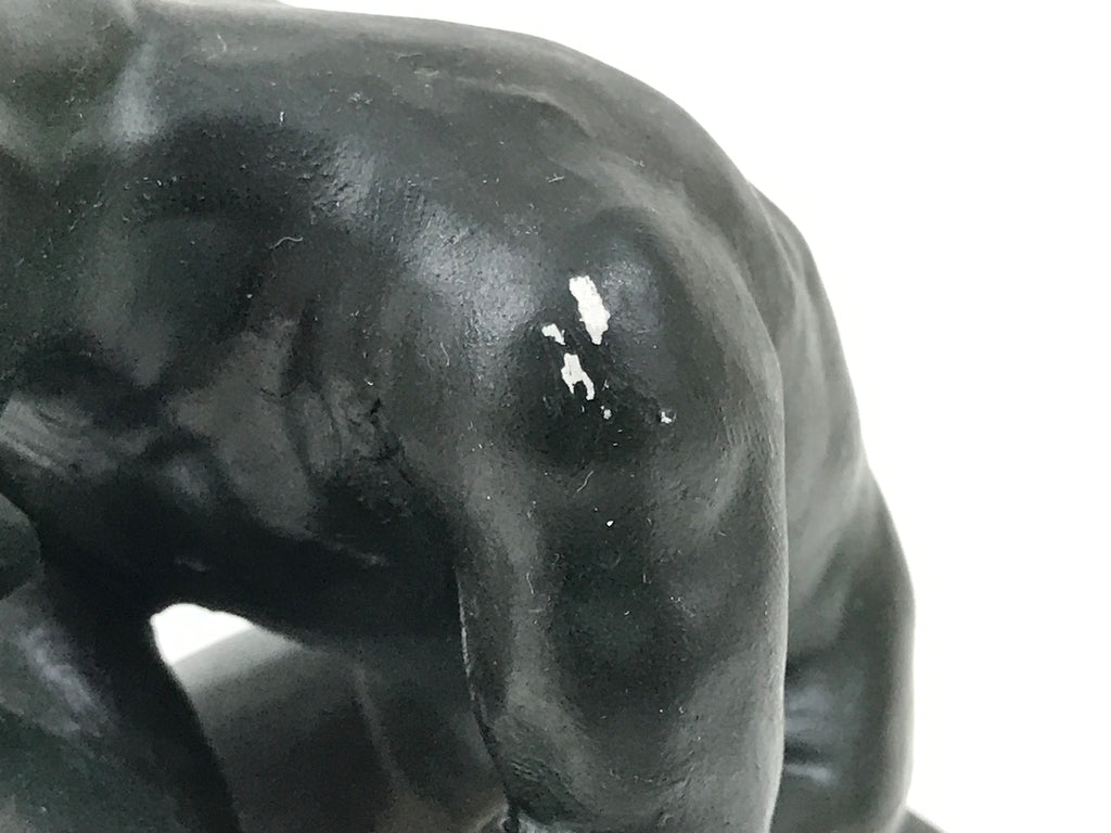 Japanese Ceramic The Thinker Art Modeling Statue Vtg Okimono Decor Black ST81