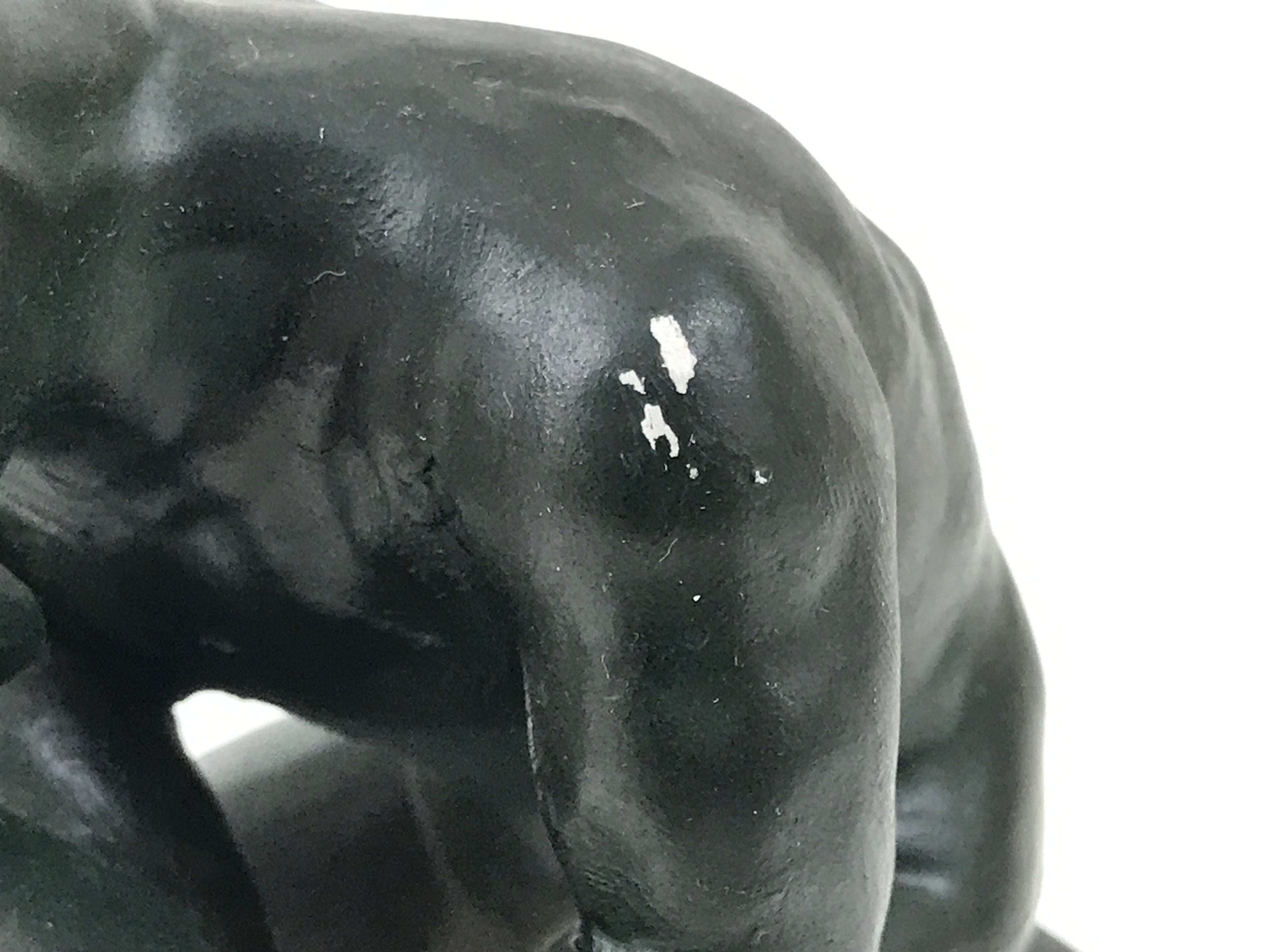Japanese Ceramic The Thinker Art Modeling Statue Vtg Okimono Decor Black ST81
