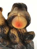 Japanese Ceramic Three Wise Monkeys Coin Bank Vtg Sanzaru Chokin Bako BD954
