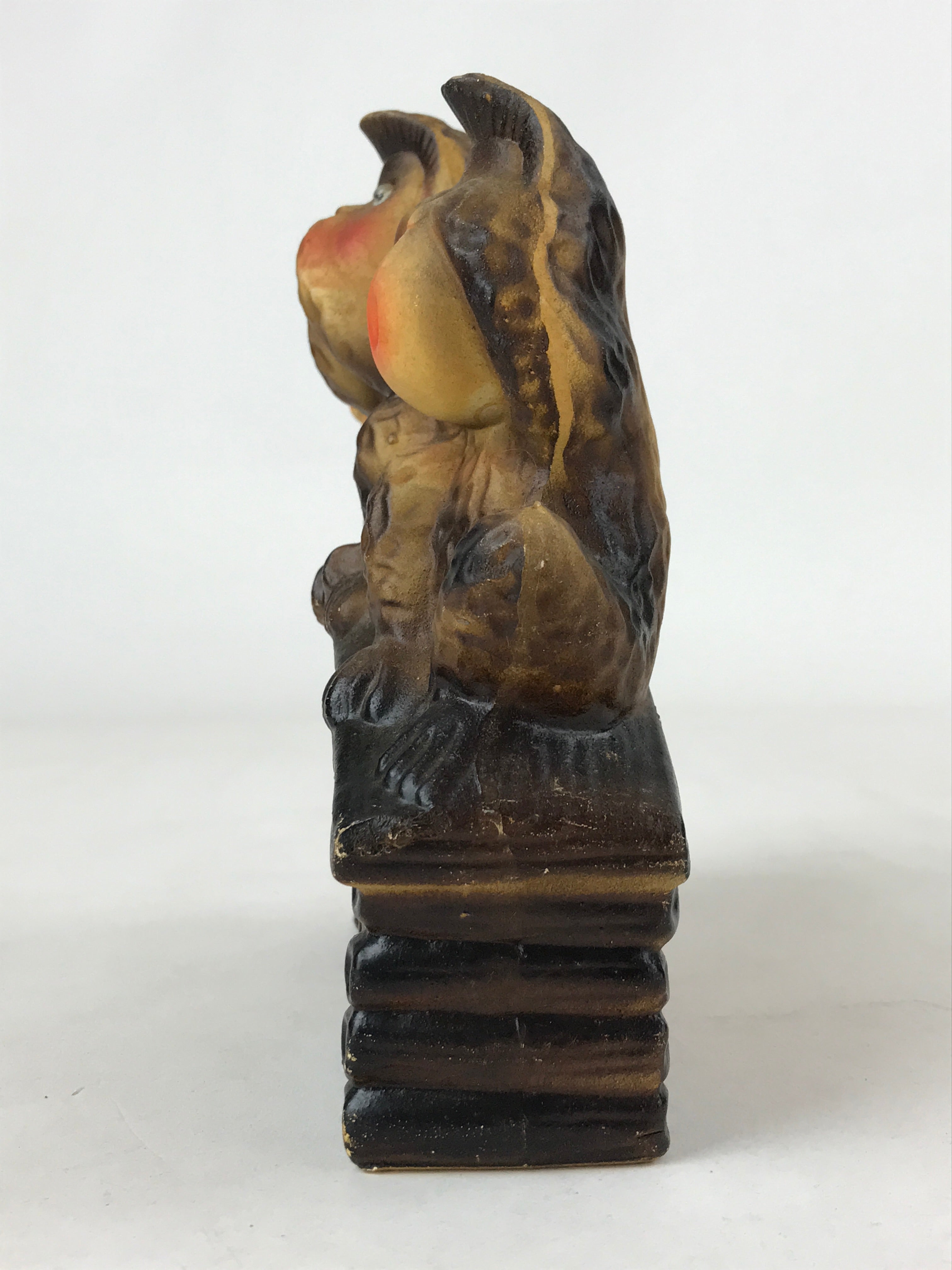 Japanese Ceramic Three Wise Monkeys Coin Bank Vtg Sanzaru Chokin Bako BD954