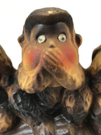 Japanese Ceramic Three Wise Monkeys Coin Bank Vtg Sanzaru Chokin Bako BD954