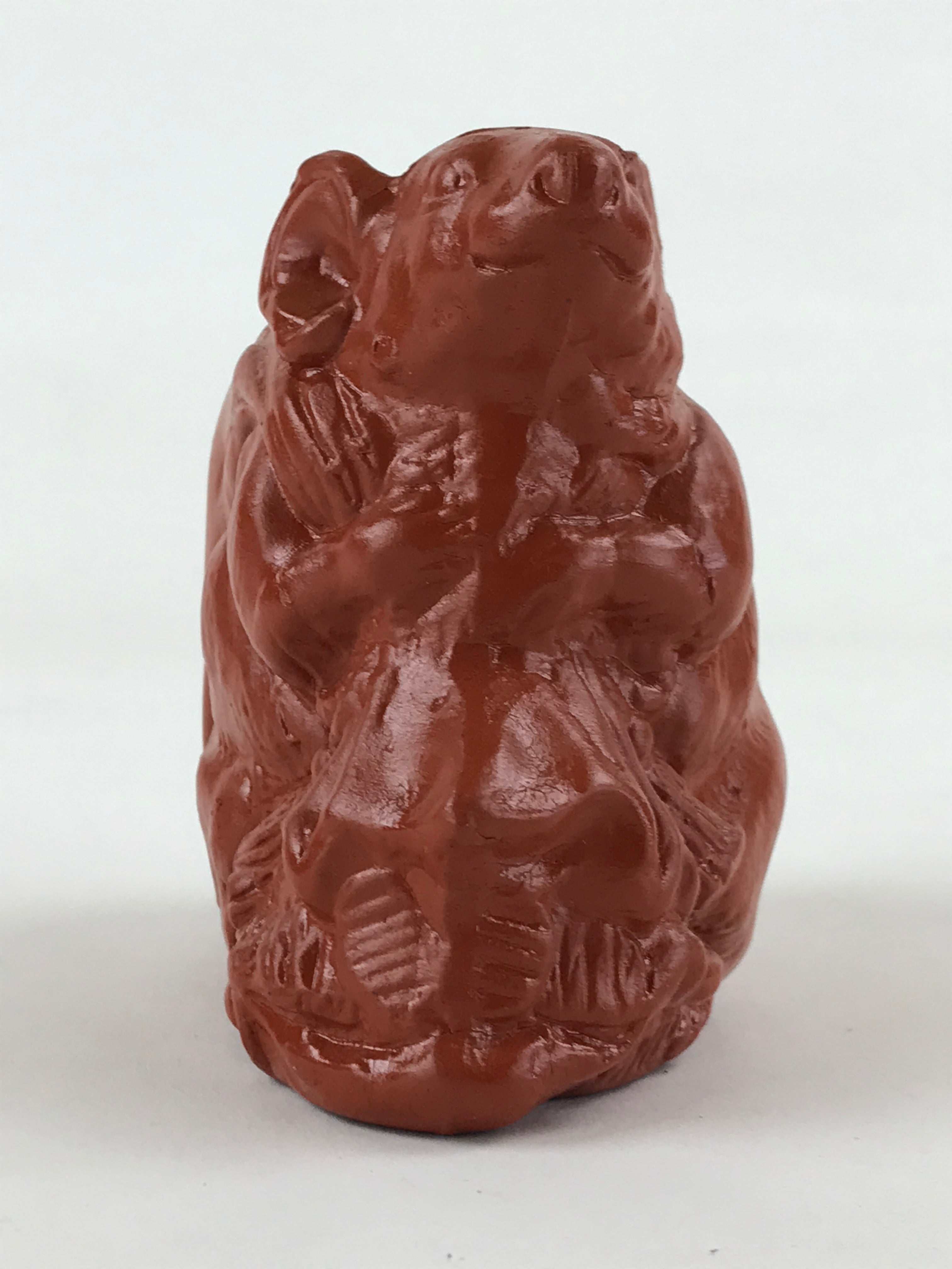 Japanese Ceramic Tokoname ware Zodiac Decoration Mouse Piggy Bank Red Clay BD898