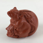Japanese Ceramic Tokoname ware Zodiac Decoration Mouse Piggy Bank Red Clay BD898