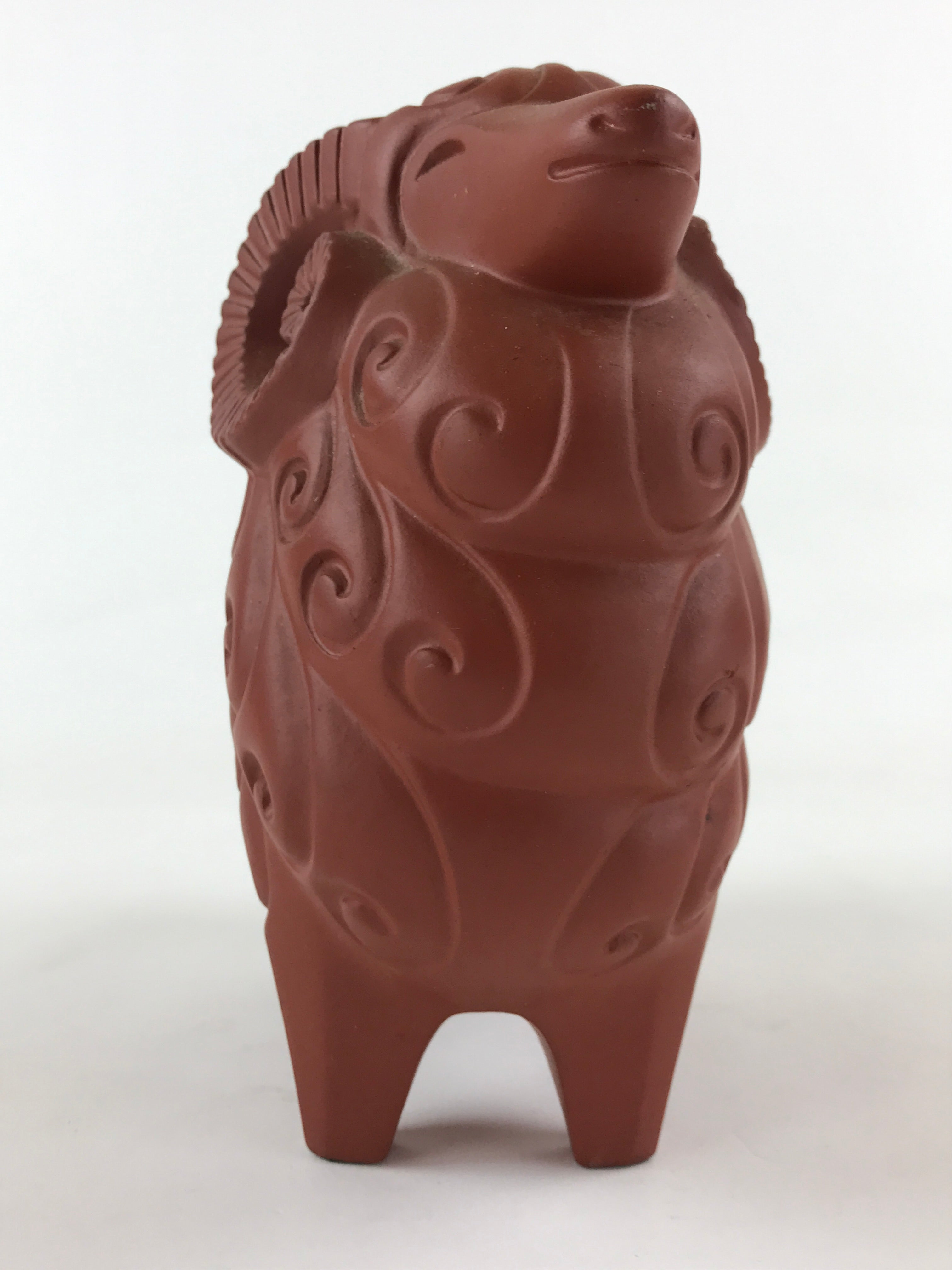 Japanese Ceramic Tokoname ware Zodiac Decoration Vtg Sheep Statue Red Clay BD896