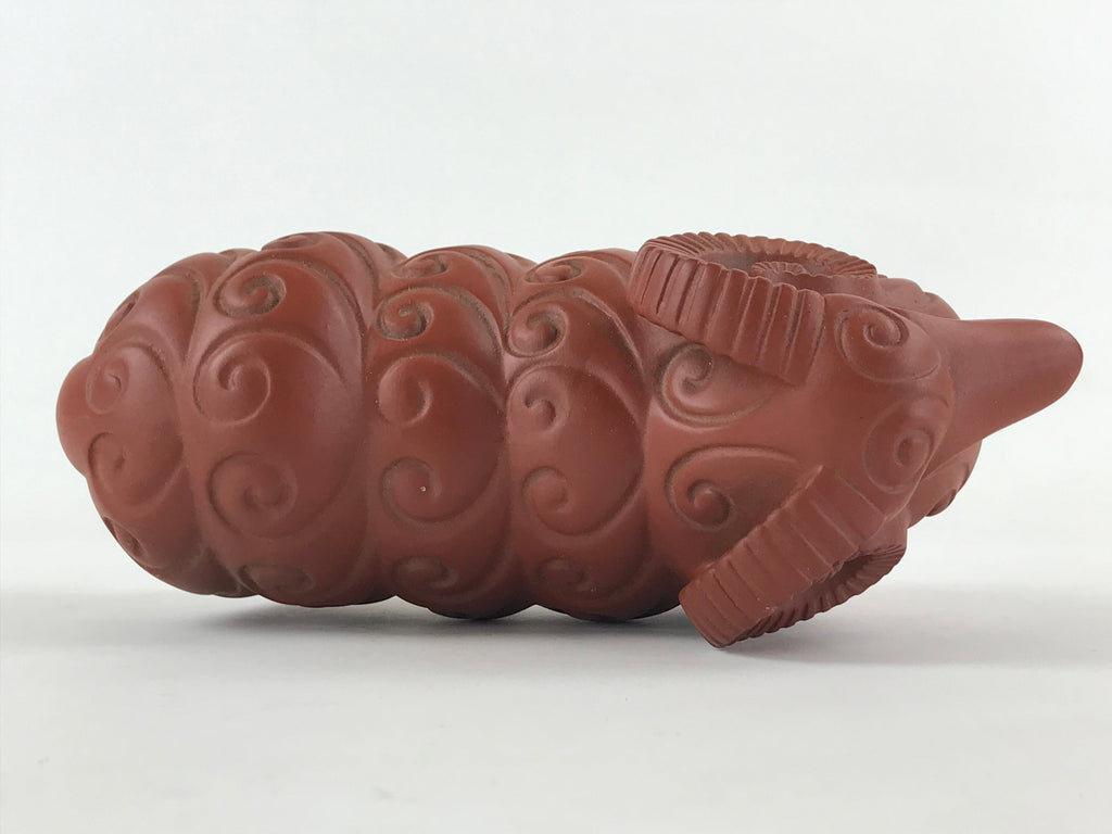 Japanese Ceramic Tokoname ware Zodiac Decoration Vtg Sheep Statue Red Clay BD896