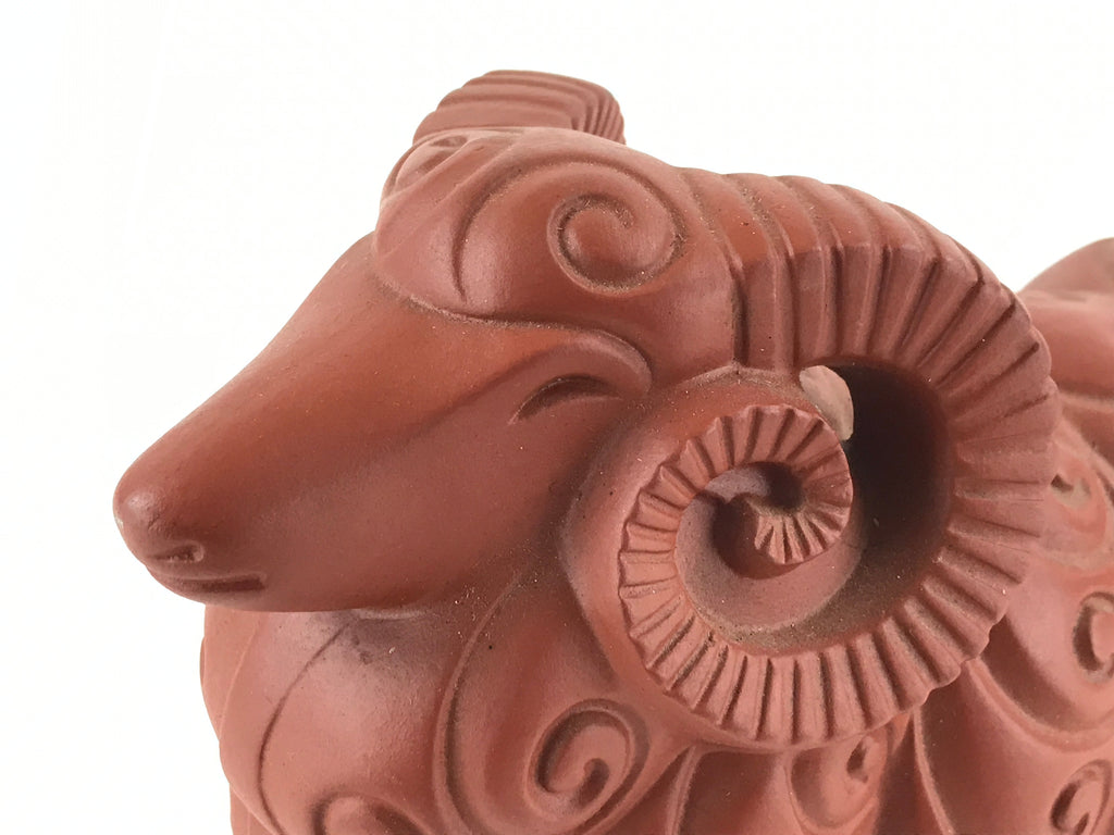 Japanese Ceramic Tokoname ware Zodiac Decoration Vtg Sheep Statue Red Clay BD896
