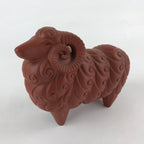 Japanese Ceramic Tokoname ware Zodiac Decoration Vtg Sheep Statue Red Clay BD896