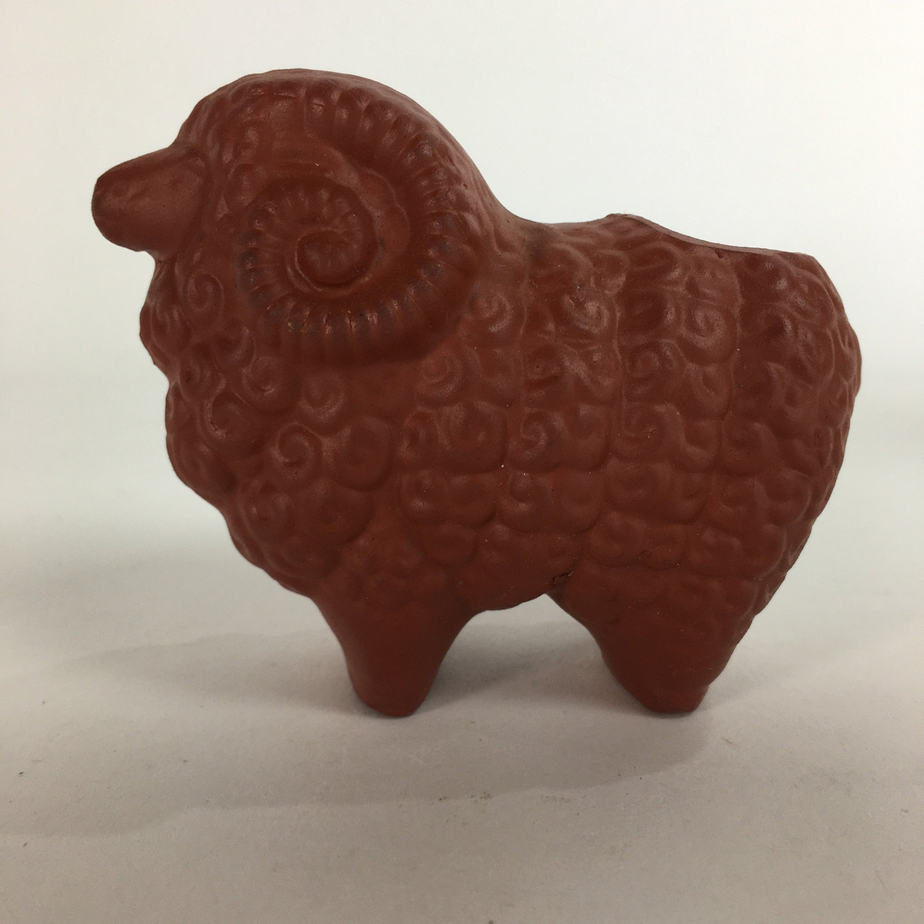 Japanese Ceramic Tooth Pick Stand Figurine Vtg Pottery Red Clay Sheep KF565