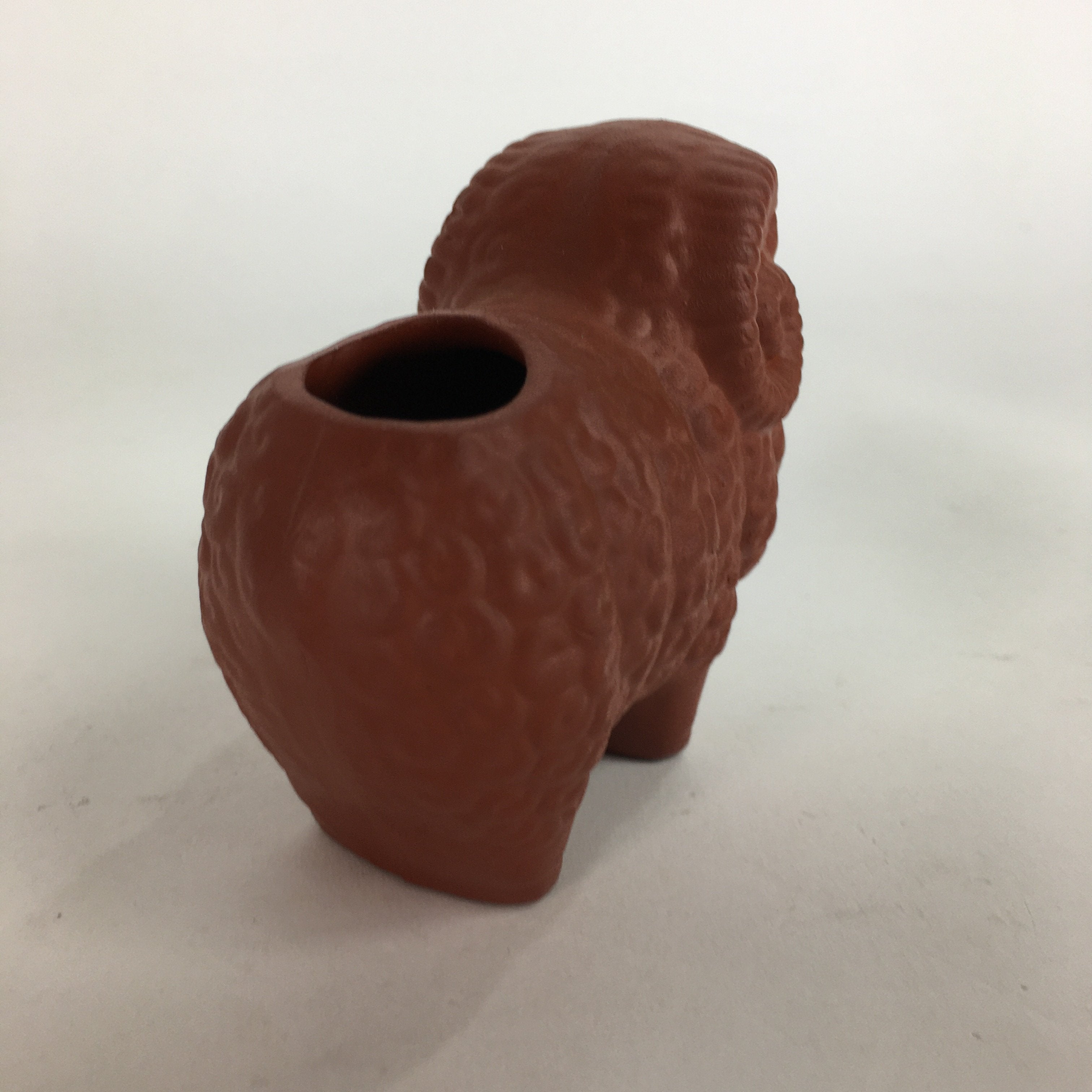 Japanese Ceramic Tooth Pick Stand Figurine Vtg Pottery Red Clay Sheep KF565