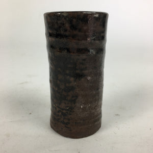 Japanese Ceramic Toothpick Holder Vtg Pottery Cylindrical Brown Yakimono PP847