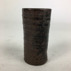 Japanese Ceramic Toothpick Holder Vtg Pottery Cylindrical Brown Yakimono PP847