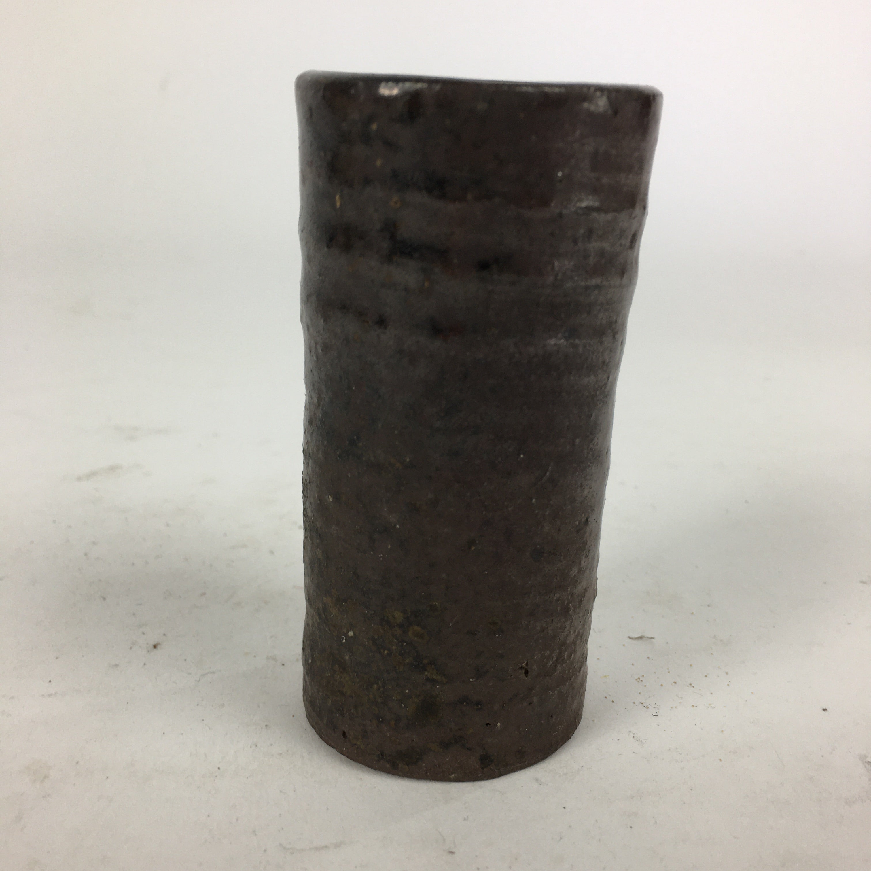 Japanese Ceramic Toothpick Holder Vtg Pottery Cylindrical Brown Yakimono PP847