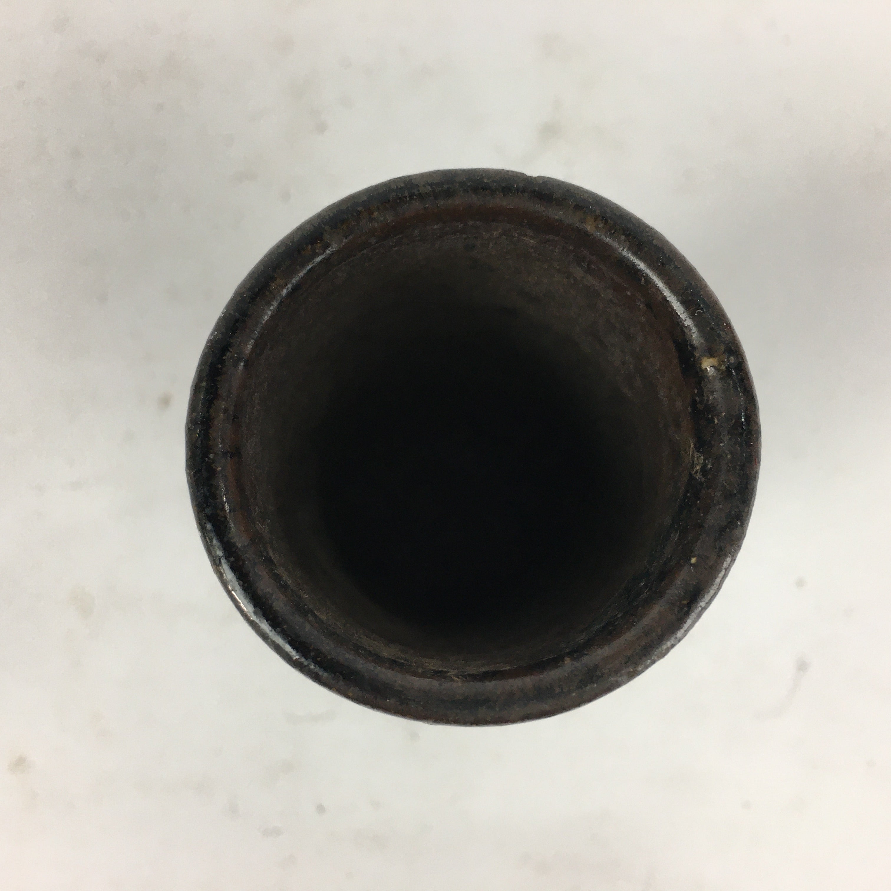Japanese Ceramic Toothpick Holder Vtg Pottery Cylindrical Brown Yakimono PP847