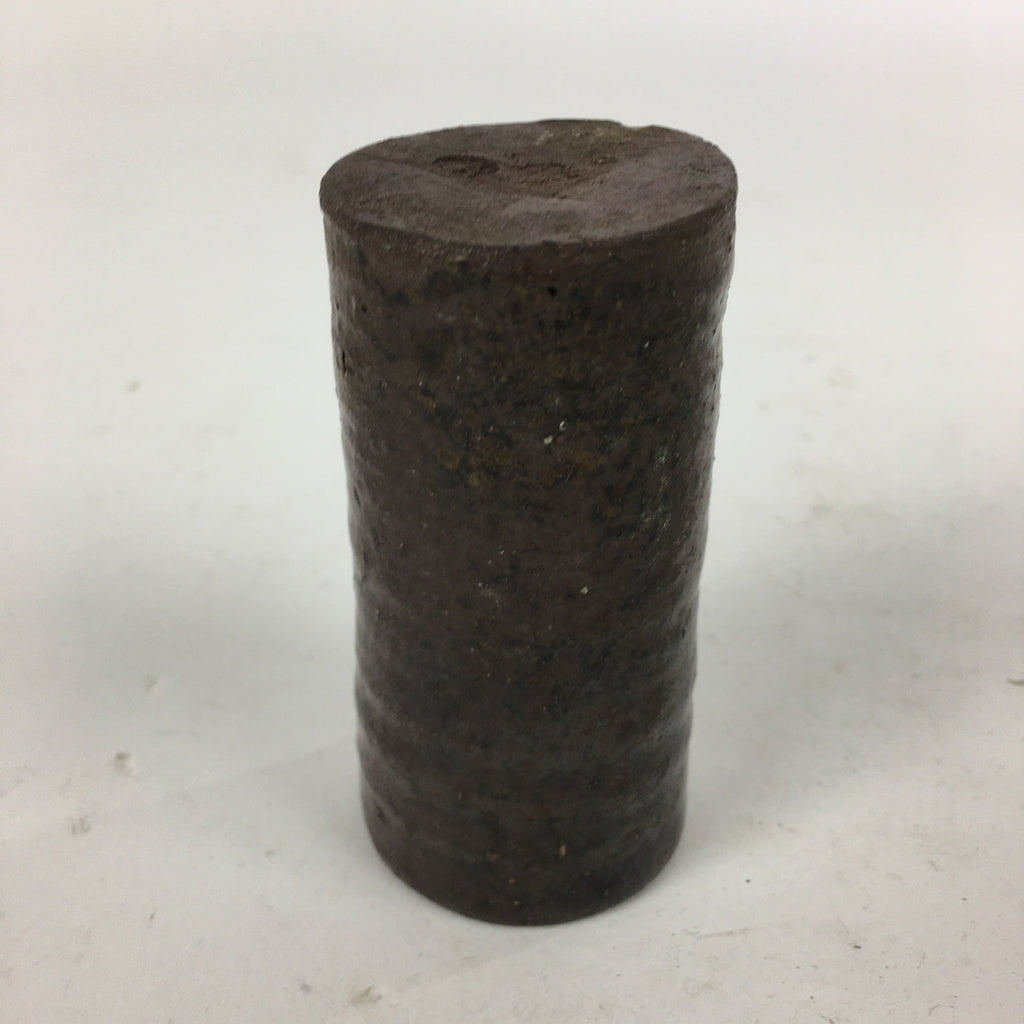 Japanese Ceramic Toothpick Holder Vtg Pottery Cylindrical Brown Yakimono PP847