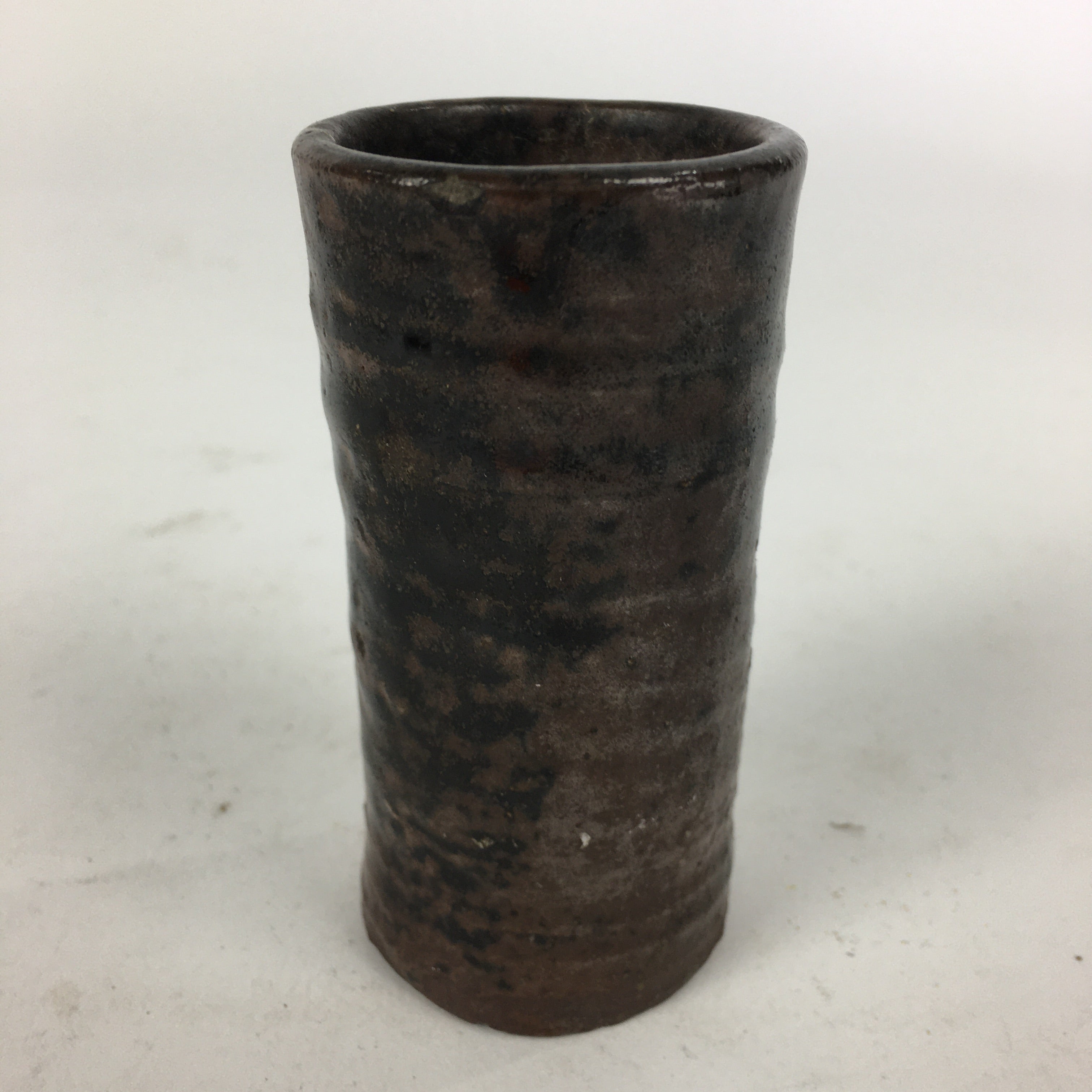 Japanese Ceramic Toothpick Holder Vtg Pottery Cylindrical Brown Yakimono PP847
