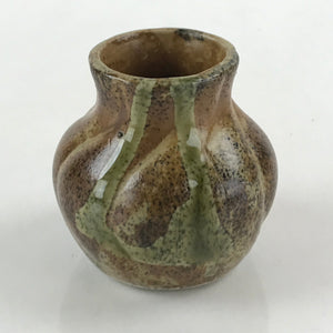 Japanese Ceramic Toothpick holder Vtg Pottery Yakimono Brown Green Glaze PY447