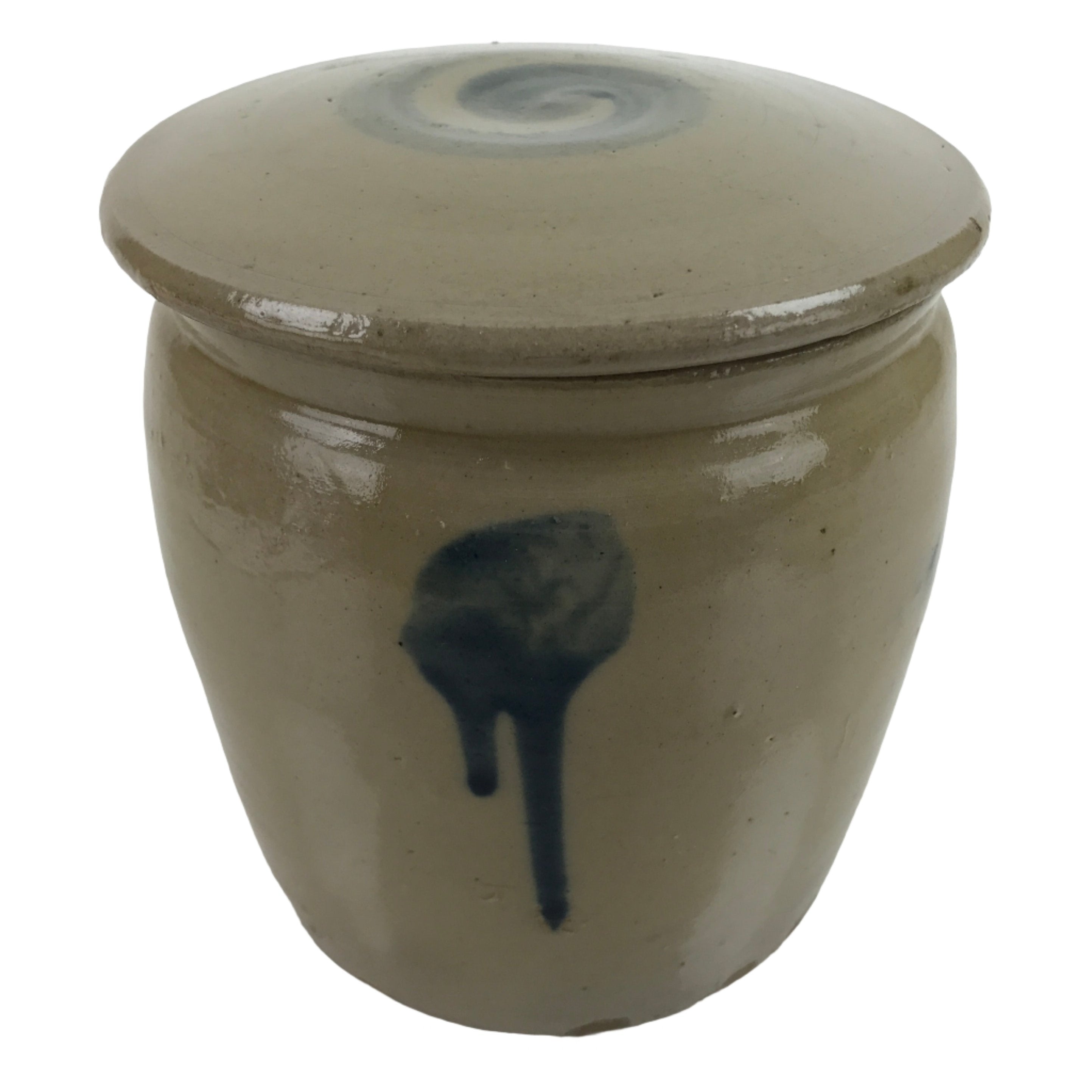 Japanese Ceramic Umeboshi Pickling Jar Tsubo Vtg Pickled Plum Storage Gray Y8