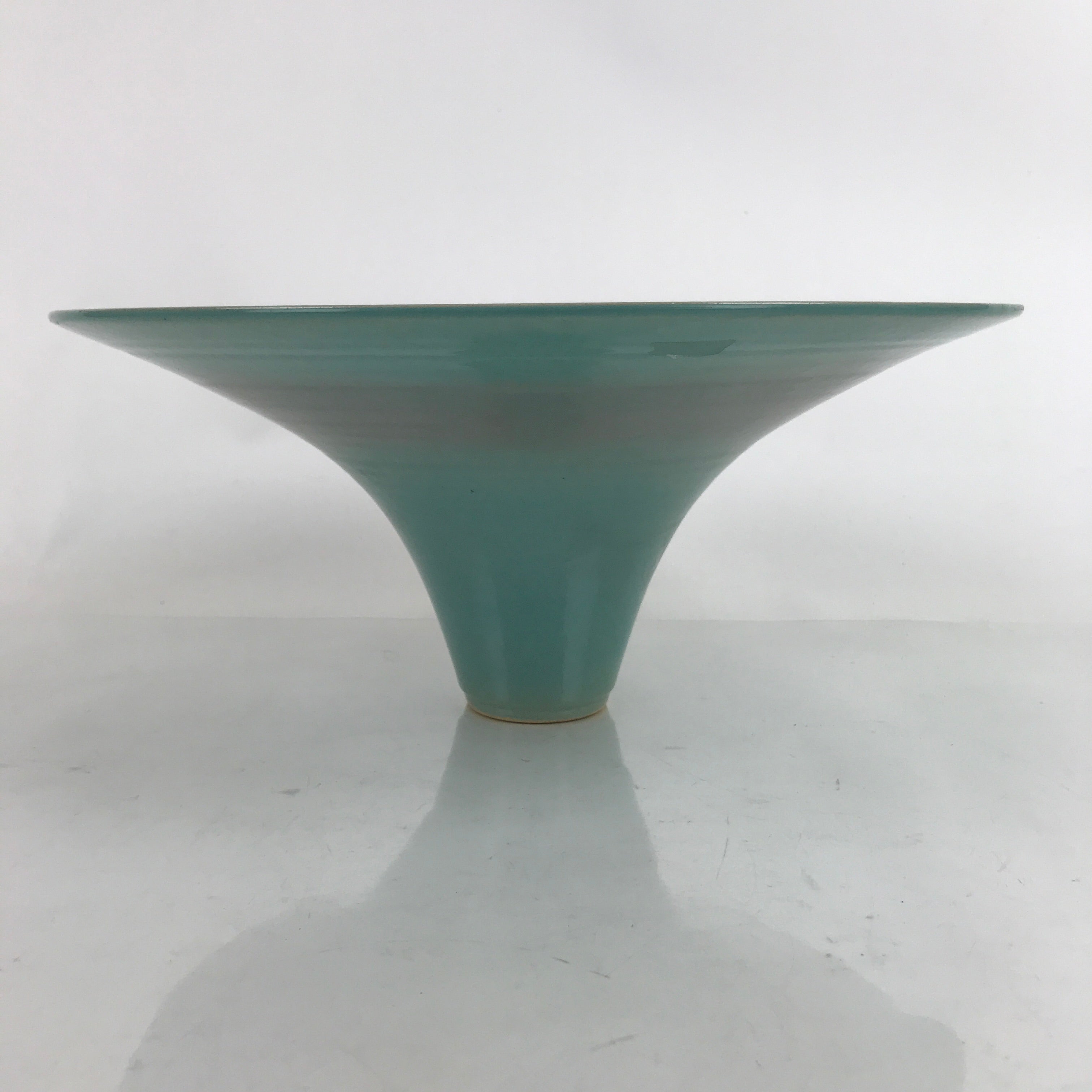 Japanese Ceramic Usubata Suiban Flower Vase Vtg Pottery Ikebana Blue Pink Y69