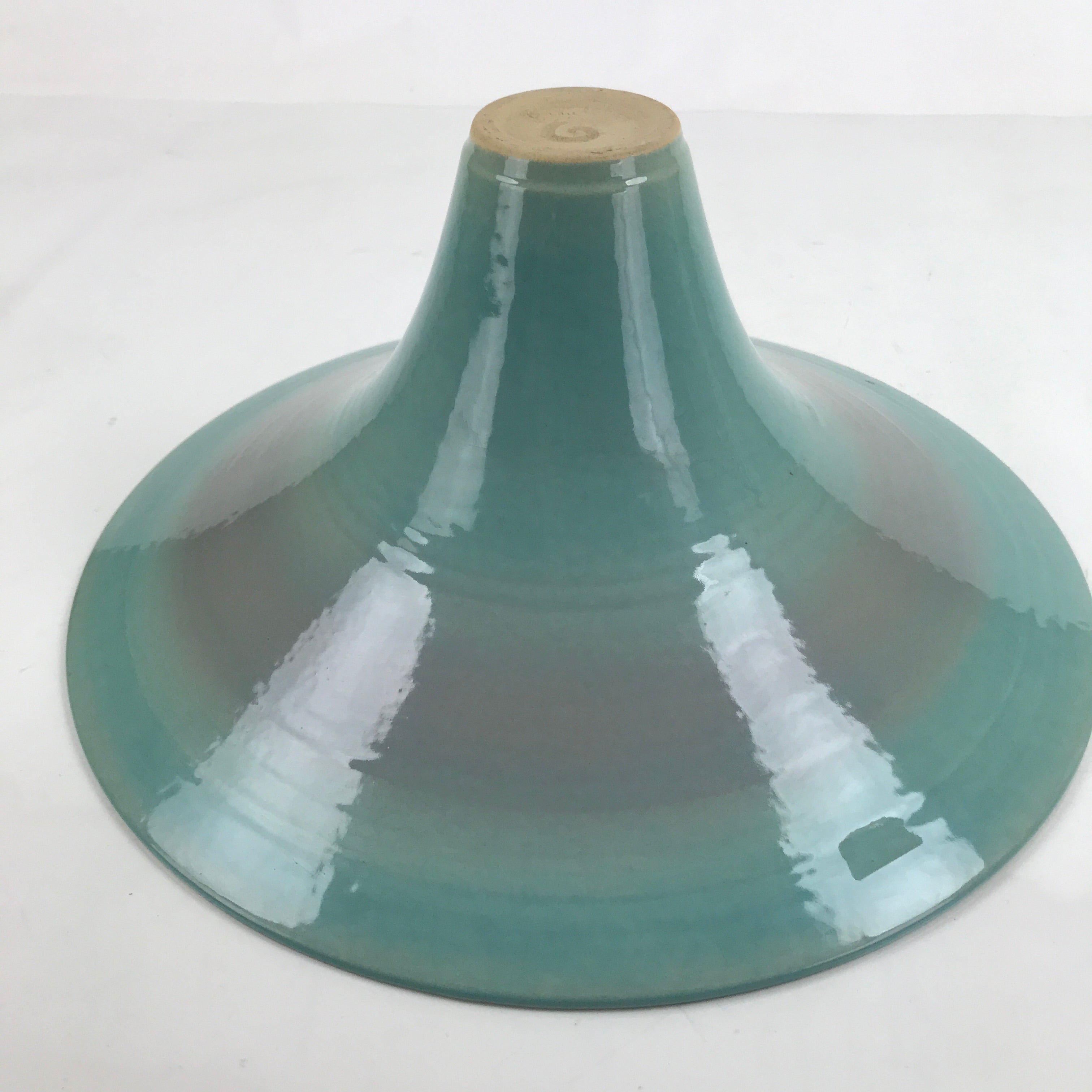 Japanese Ceramic Usubata Suiban Flower Vase Vtg Pottery Ikebana Blue Pink Y69