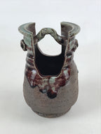 Japanese Ceramic Vase Kabin Vtg Brown Ikebana Flower Arrangement Box FK72