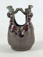 Japanese Ceramic Vase Kabin Vtg Brown Ikebana Flower Arrangement Box FK72