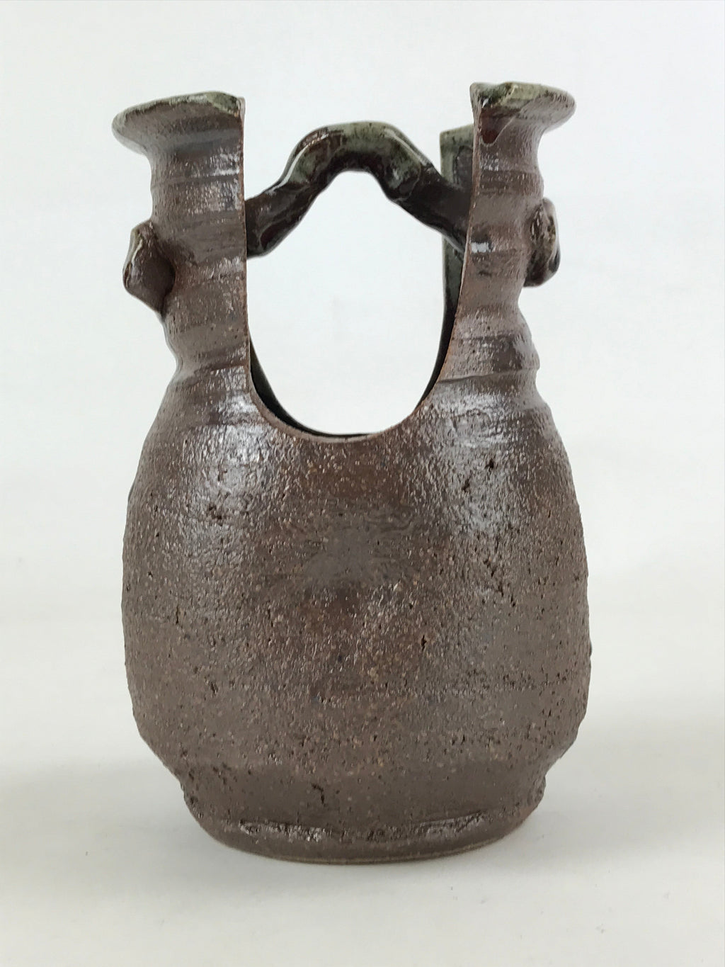 Japanese Ceramic Vase Kabin Vtg Brown Ikebana Flower Arrangement Box FK72