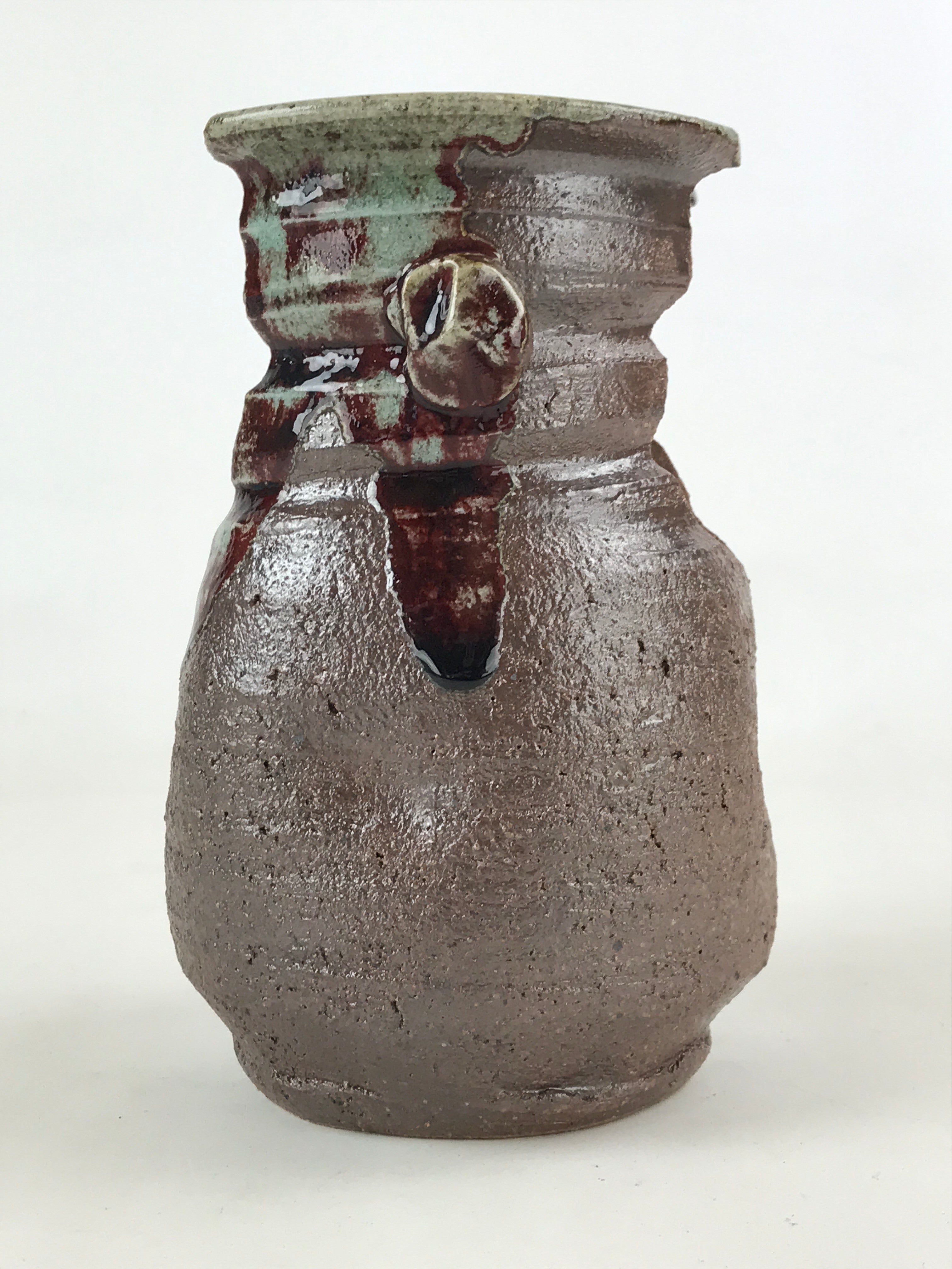 Japanese Ceramic Vase Kabin Vtg Brown Ikebana Flower Arrangement Box FK72