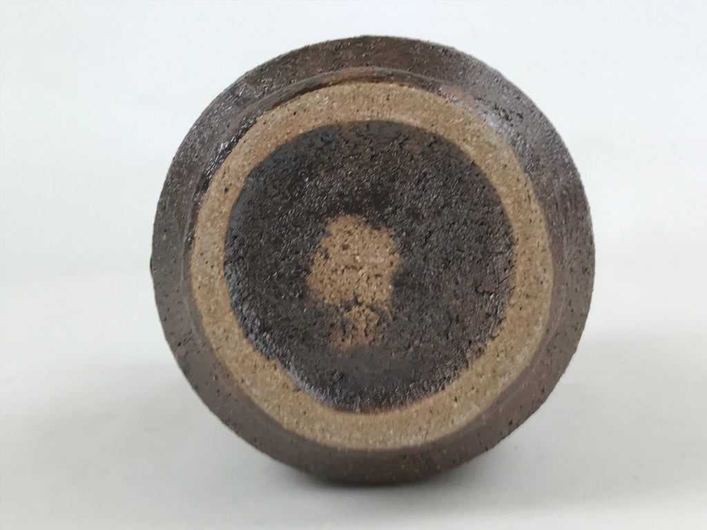 Japanese Ceramic Vase Kabin Vtg Brown Ikebana Flower Arrangement Box FK72